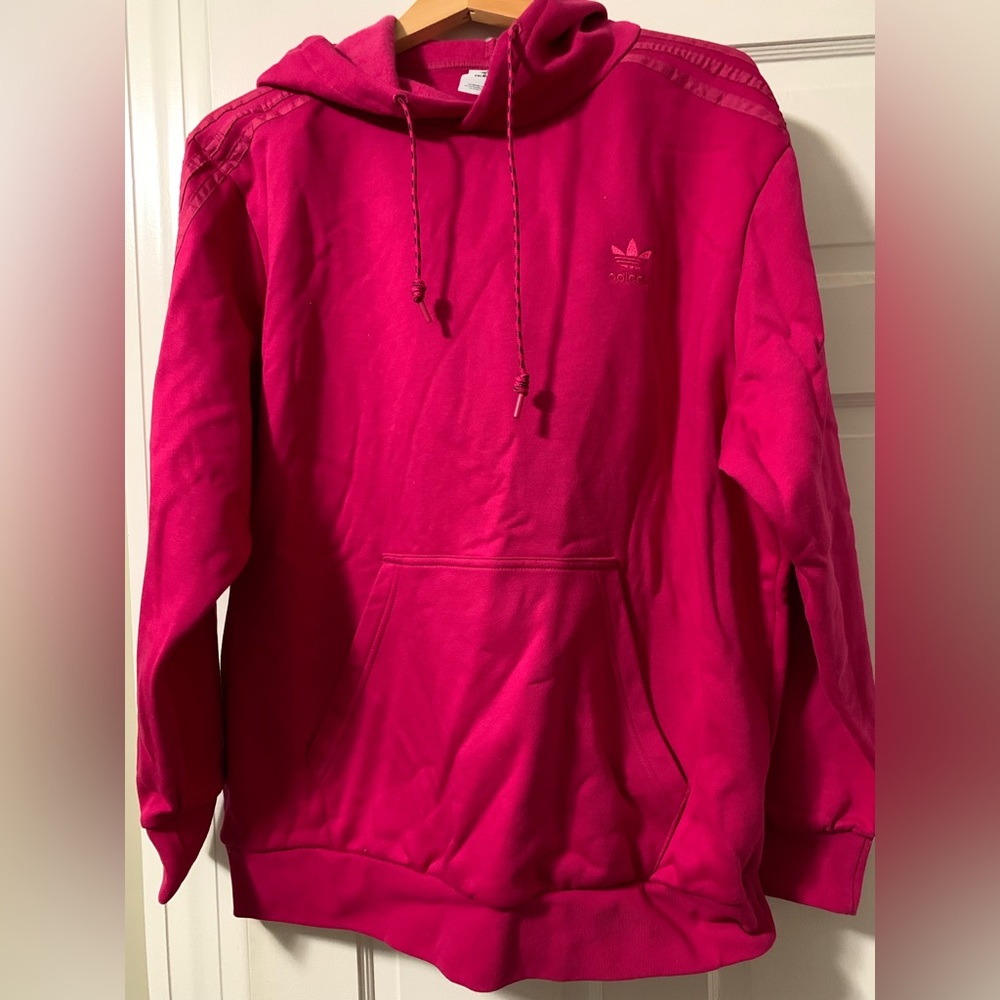 NWOT Adidas Fuschia Pink Hoodie Three Stripe Women's Large 💜💜💜💜